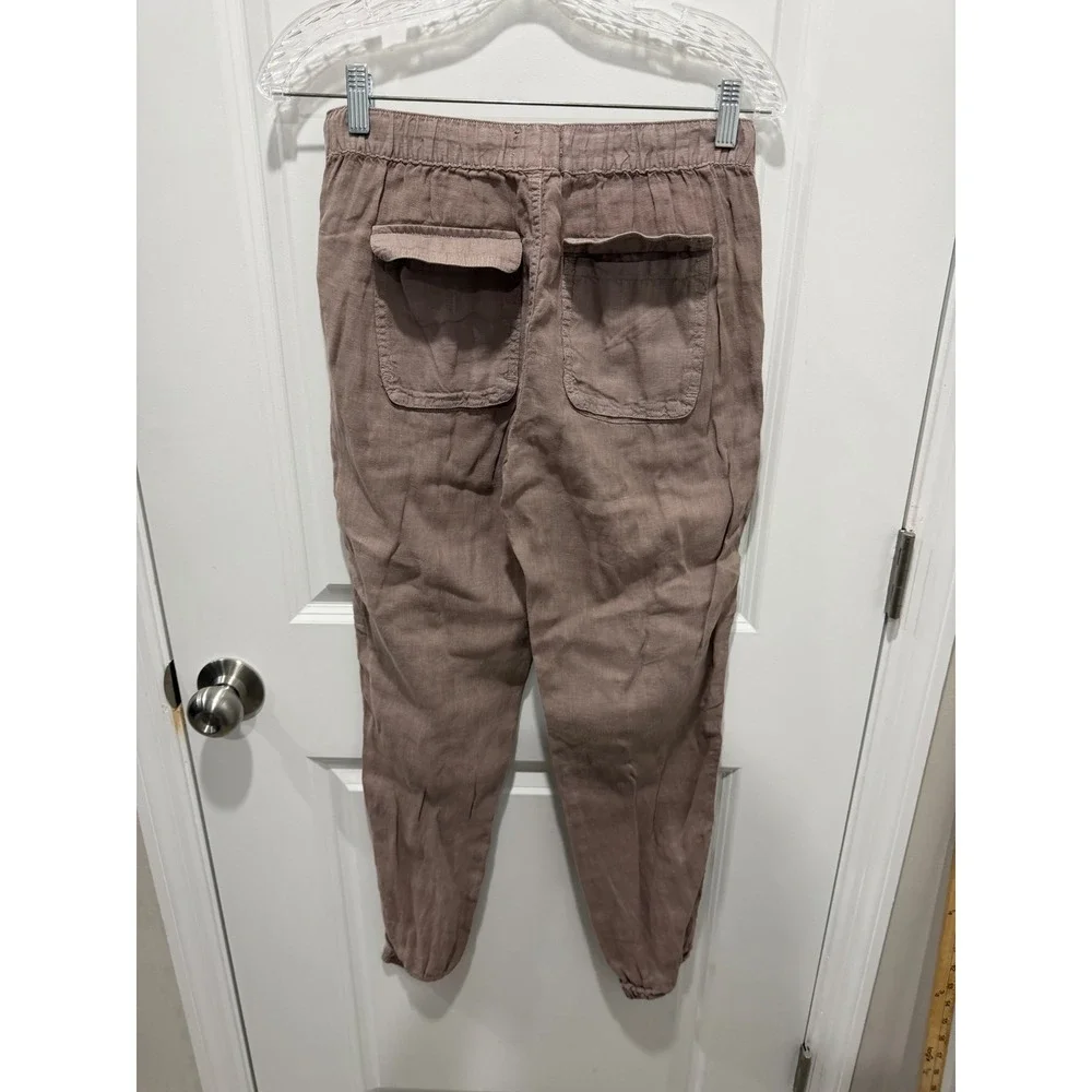 Jones‎ New York Womens Joggers 100% Linen Drawstring Mauve Size S